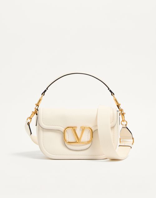 Valentino Garavani - Valentino Garavani Alltime Grainy Calfskin Shoulder Bag - Ivory - Woman - Shoulder Bags